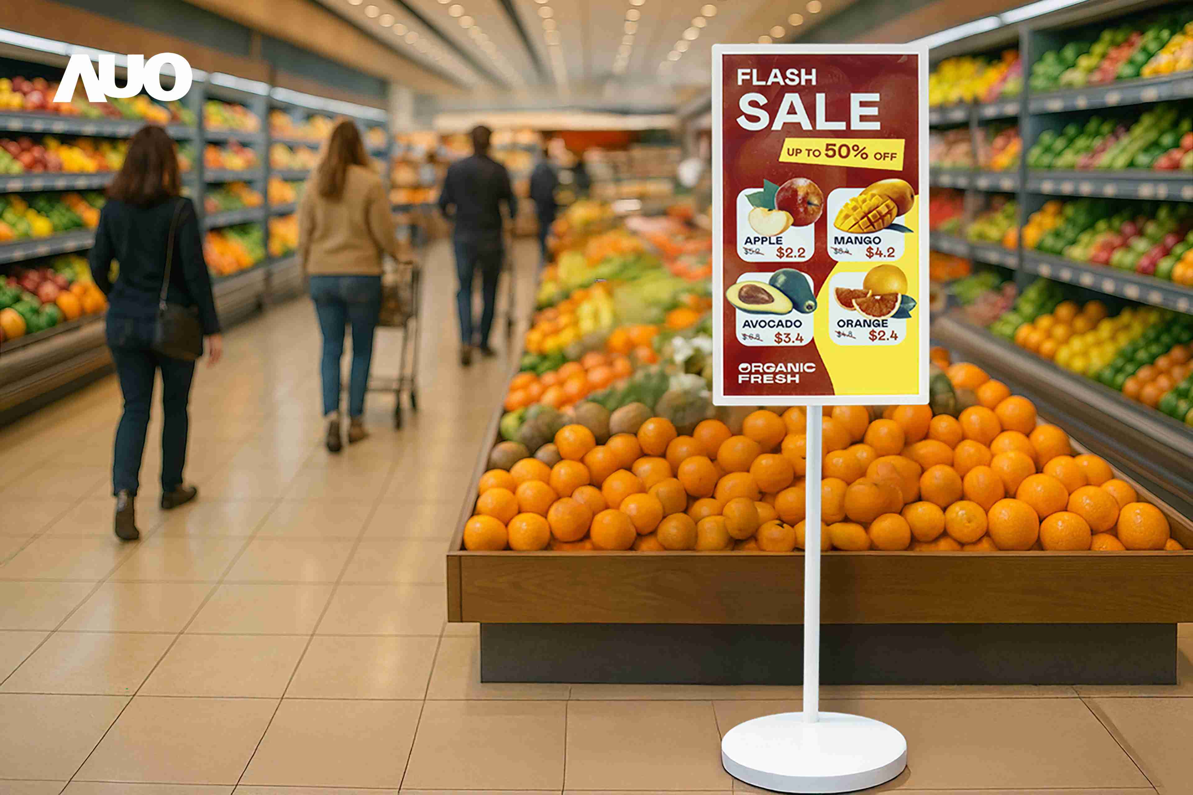 达擎首亮相低功耗、、、全彩的〝aecoPost电子纸解决方案〞，，，仅在更新画面时需要微量的电力驱动，，，，无需布建电线的便捷设计，，使其可灵活应用、、、、随意置放，，并可透过云端或行动装置app，，，轻松管理及排程广告内容，，晋升店头营销利器。。